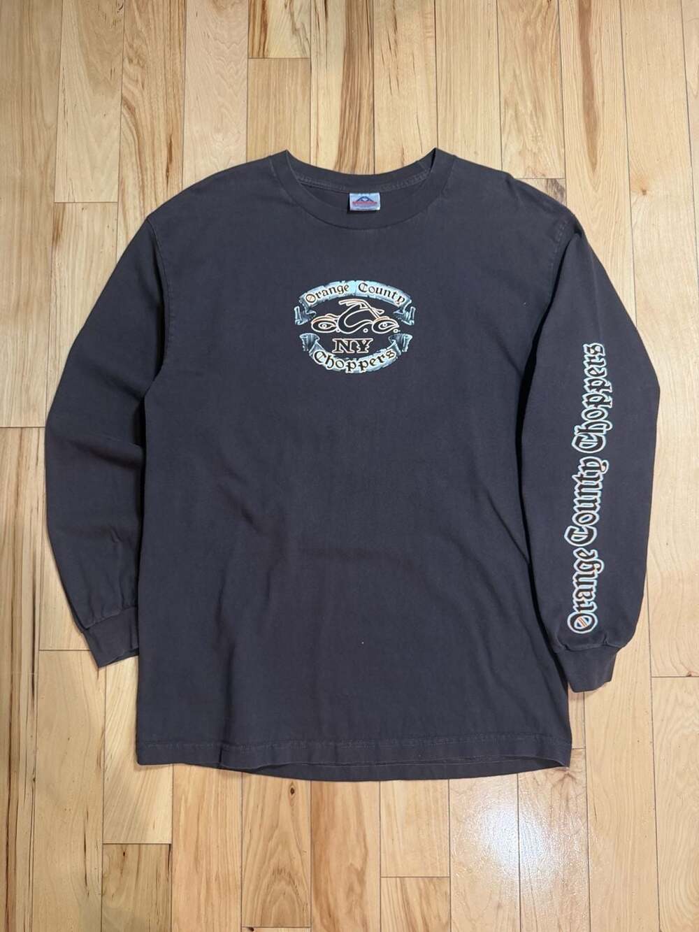 Vintage Orange County Choppers Big Face Buff Bulldog Graphic Long Sleeve Shirt